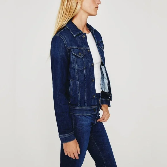 AG Mya Classic Fit Button Down Jean Denim Jacket in Easy Street Dark Wash size M - Picture 8 of 13